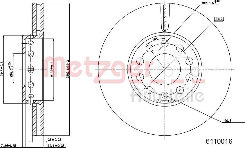 Metzger 6110016 - Спирачен диск vvparts.bg