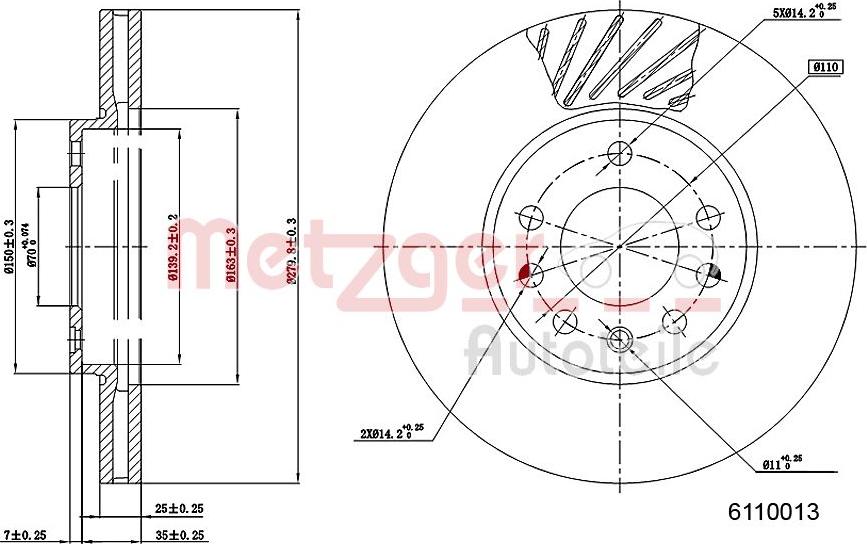 Metzger 6110013 - Спирачен диск vvparts.bg