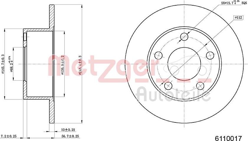Metzger 6110017 - Спирачен диск vvparts.bg