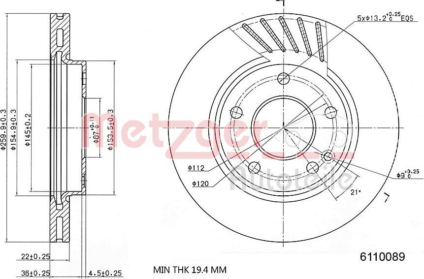 Metzger 6110089 - Спирачен диск vvparts.bg