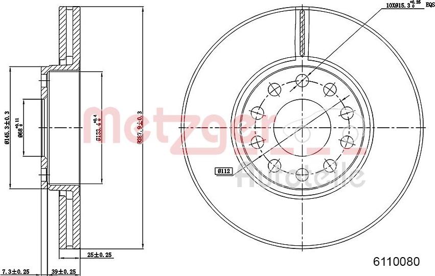 Metzger 6110080 - Спирачен диск vvparts.bg