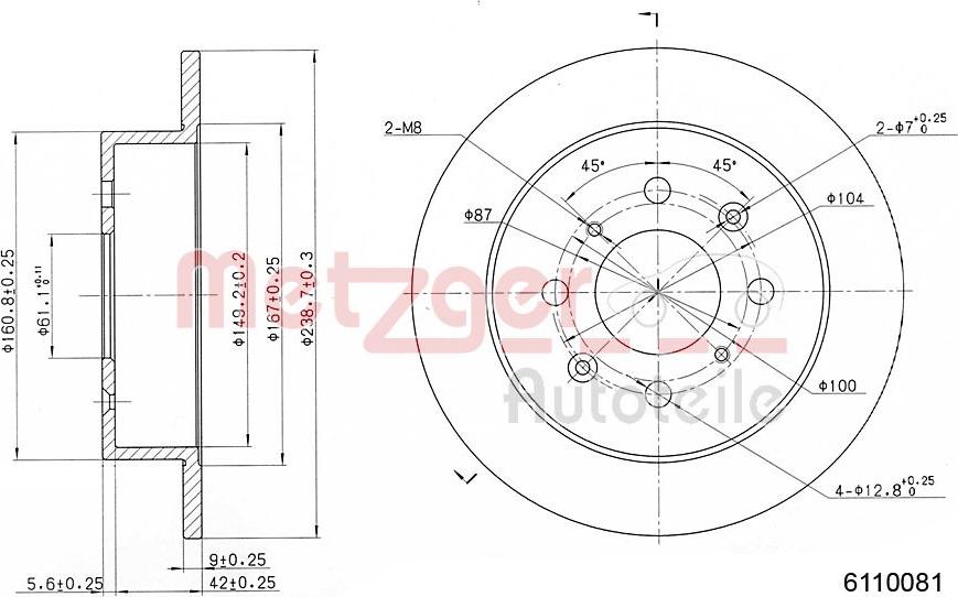 Metzger 6110081 - Спирачен диск vvparts.bg