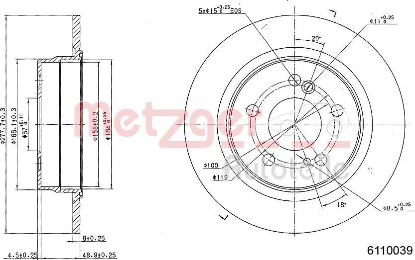 Metzger 6110039 - Спирачен диск vvparts.bg