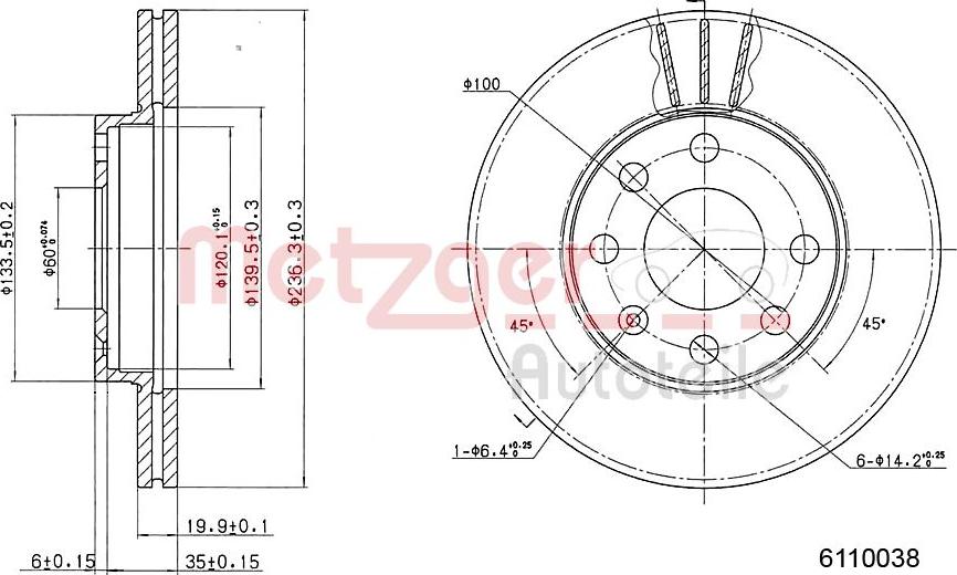 Metzger 6110038 - Спирачен диск vvparts.bg