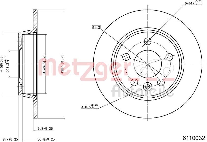 Metzger 6110032 - Спирачен диск vvparts.bg