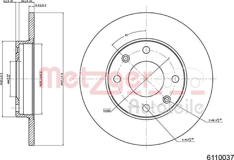 Metzger 6110037 - Спирачен диск vvparts.bg