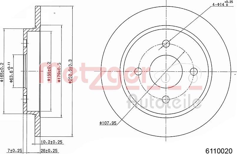 Metzger 6110020 - Спирачен диск vvparts.bg