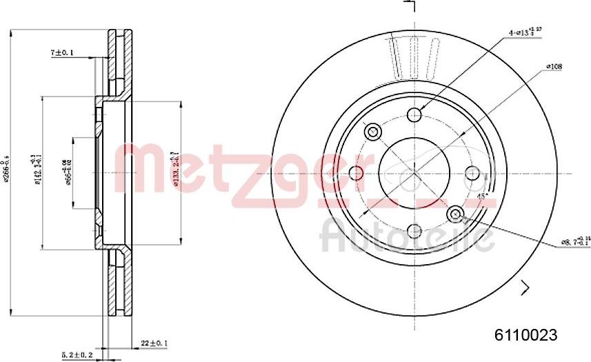 Metzger 6110023 - Спирачен диск vvparts.bg