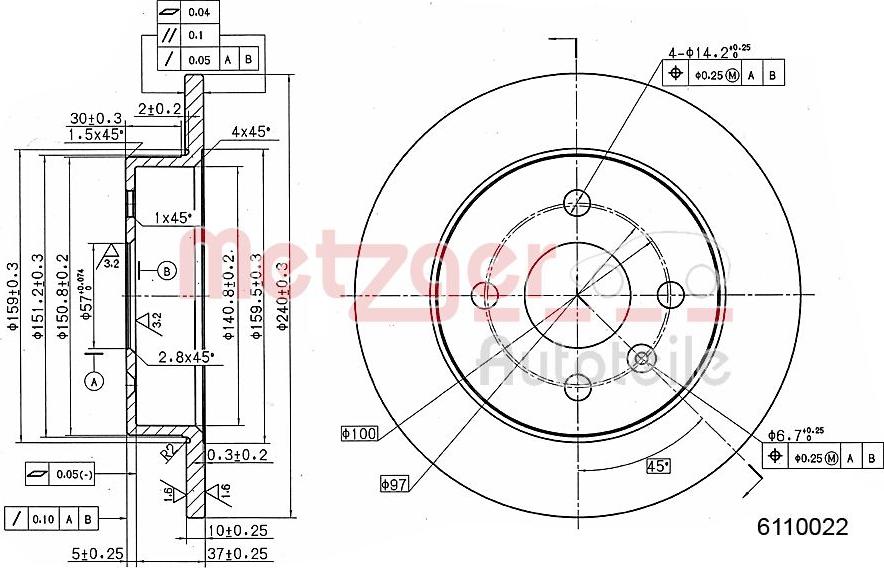 Metzger 6110022 - Спирачен диск vvparts.bg