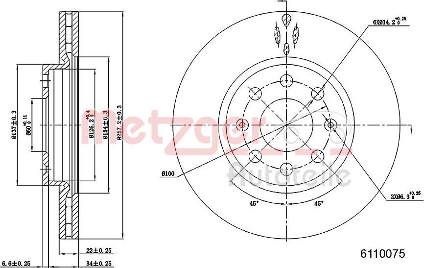 Metzger 6110075 - Спирачен диск vvparts.bg