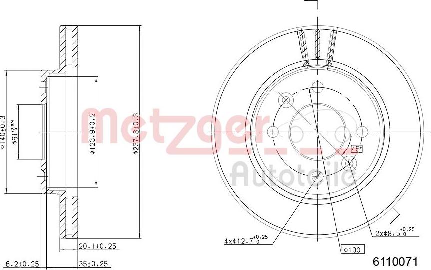 Metzger 6110071 - Спирачен диск vvparts.bg