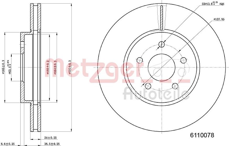 Metzger 6110078 - Спирачен диск vvparts.bg