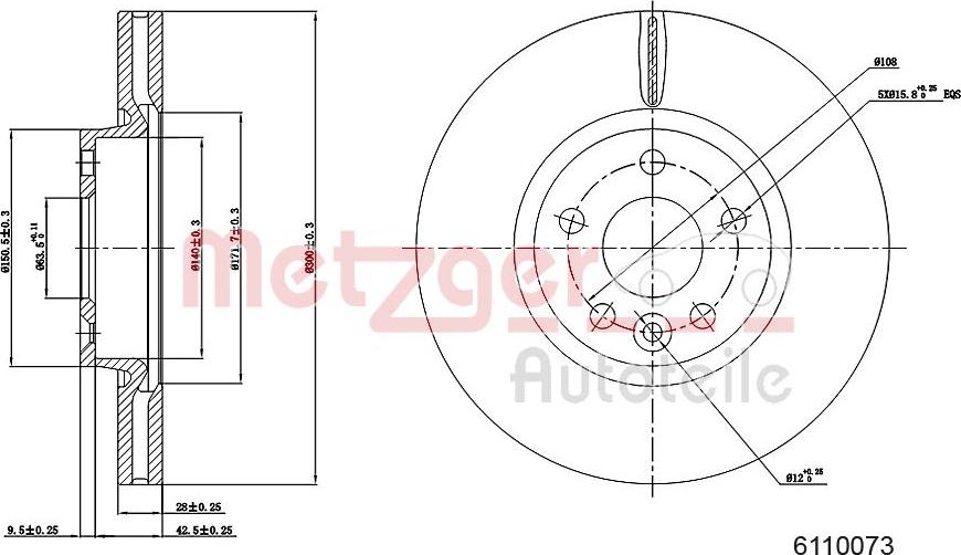 Metzger 6110073 - Спирачен диск vvparts.bg