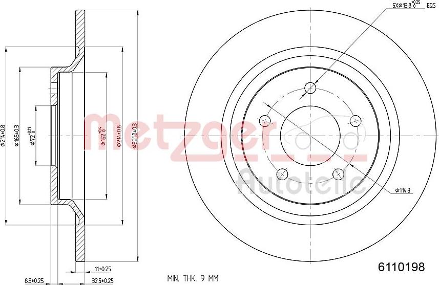 Metzger 6110198 - Спирачен диск vvparts.bg