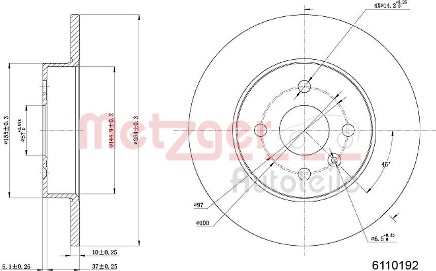 Metzger 6110192 - Спирачен диск vvparts.bg