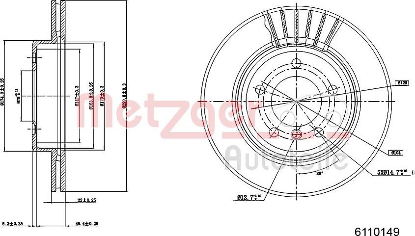 Metzger 6110149 - Спирачен диск vvparts.bg