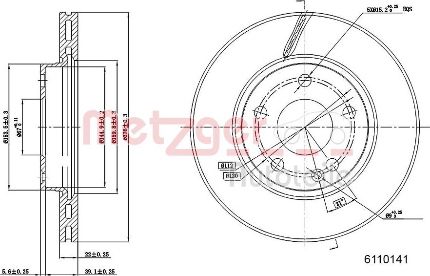 Metzger 6110141 - Спирачен диск vvparts.bg