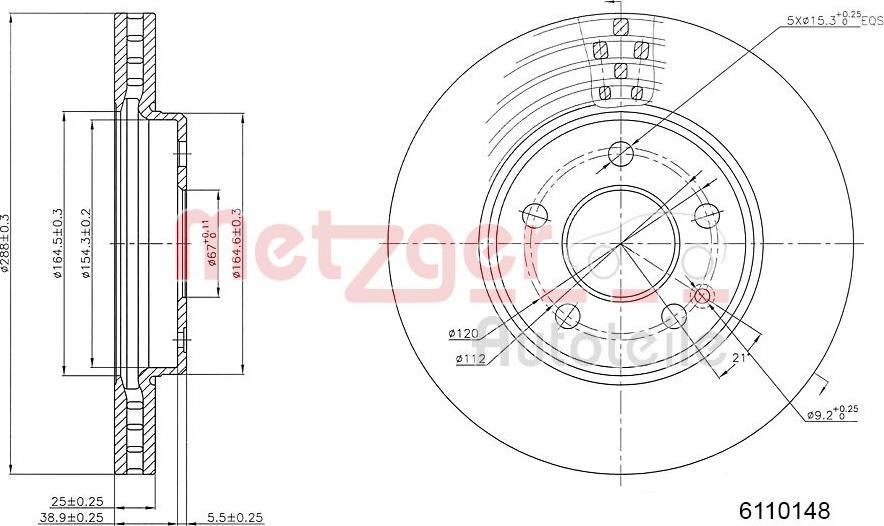 Metzger 6110148 - Спирачен диск vvparts.bg