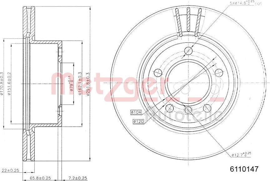 Metzger 6110147 - Спирачен диск vvparts.bg