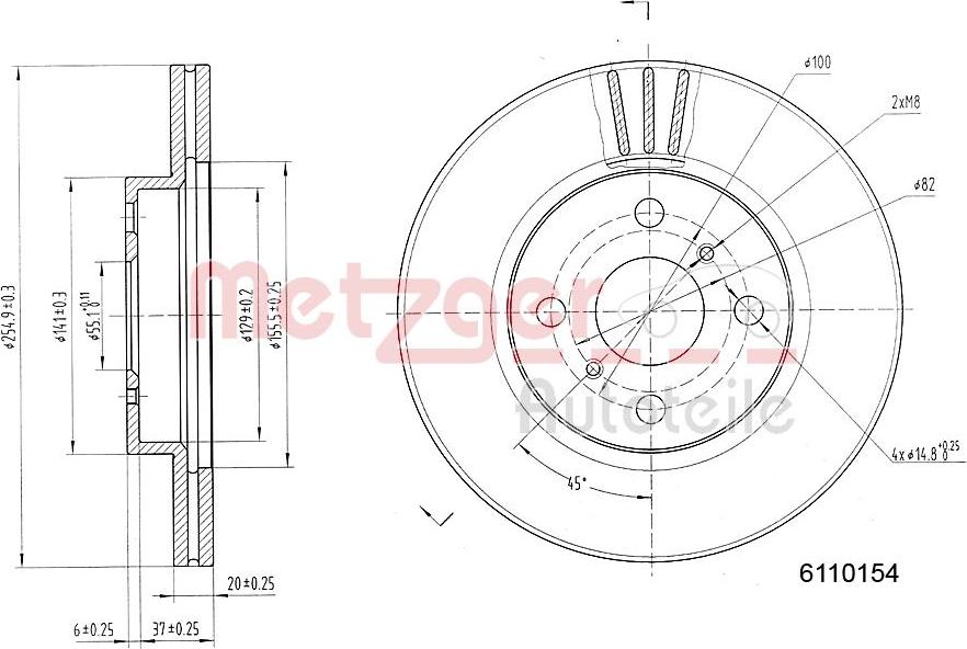 Metzger 6110154 - Спирачен диск vvparts.bg