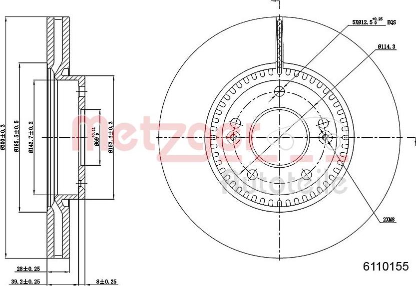 Metzger 6110155 - Спирачен диск vvparts.bg