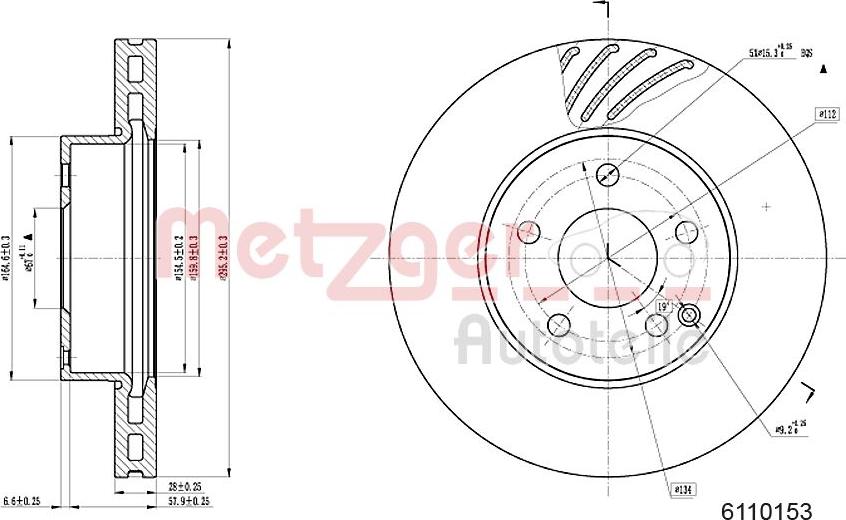 Metzger 6110153 - Спирачен диск vvparts.bg