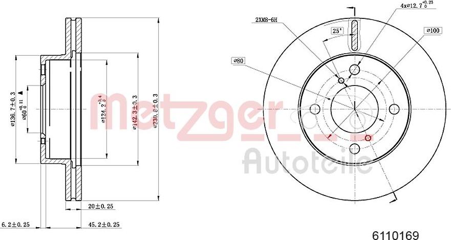 Metzger 6110169 - Спирачен диск vvparts.bg