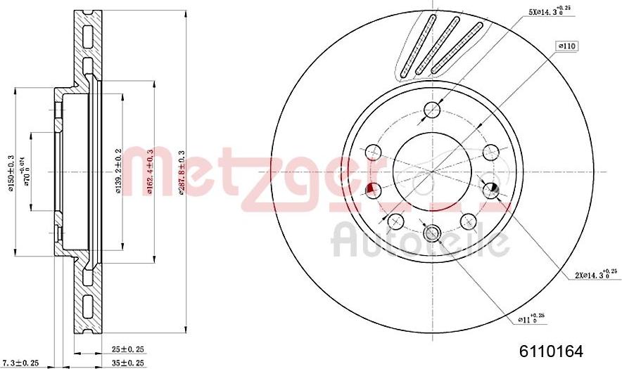 Metzger 6110164 - Спирачен диск vvparts.bg