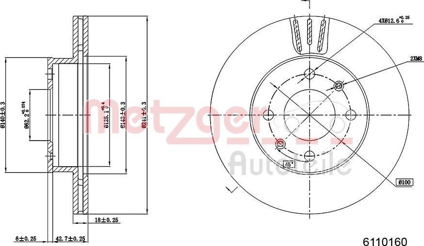 Metzger 6110160 - Спирачен диск vvparts.bg