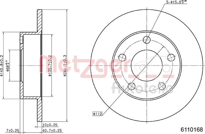 Metzger 6110168 - Спирачен диск vvparts.bg