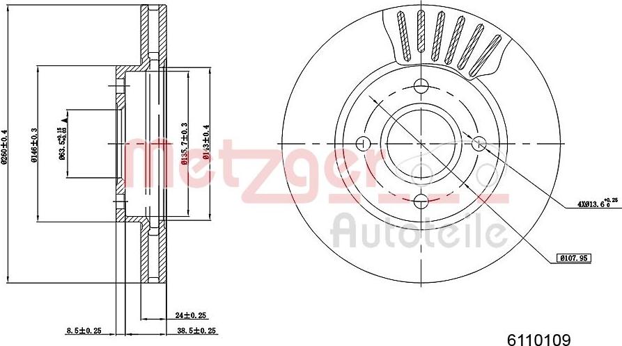 Metzger 6110109 - Спирачен диск vvparts.bg