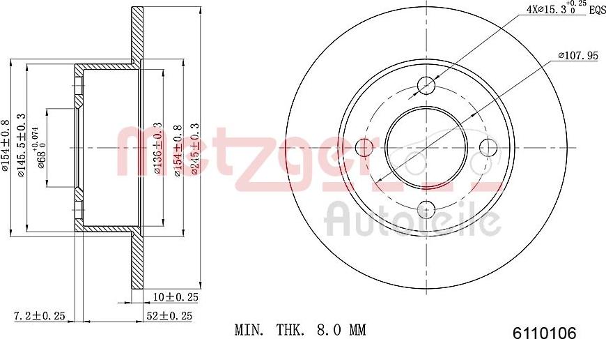 Metzger 6110106 - Спирачен диск vvparts.bg