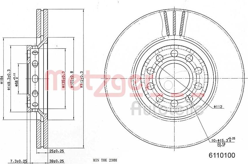 Metzger 6110100 - Спирачен диск vvparts.bg