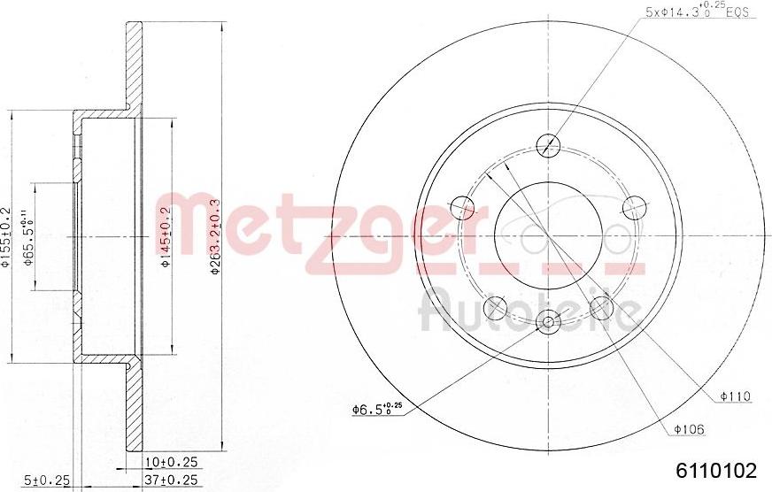 Metzger 6110102 - Спирачен диск vvparts.bg