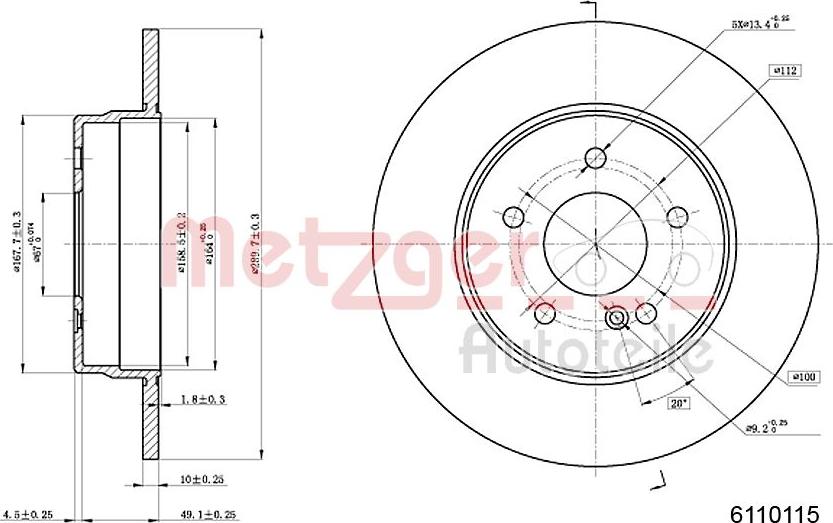 Metzger 6110115 - Спирачен диск vvparts.bg