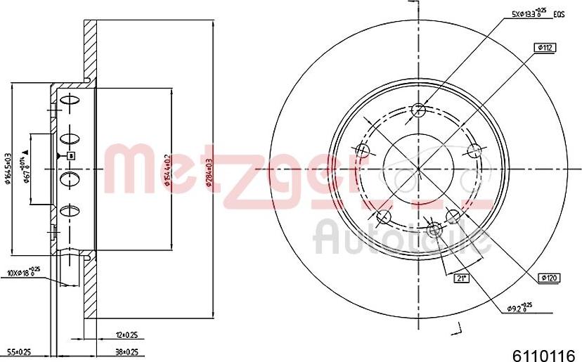 Metzger 6110116 - Спирачен диск vvparts.bg