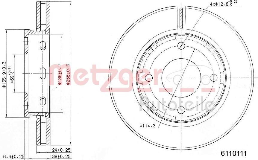 Metzger 6110111 - Спирачен диск vvparts.bg