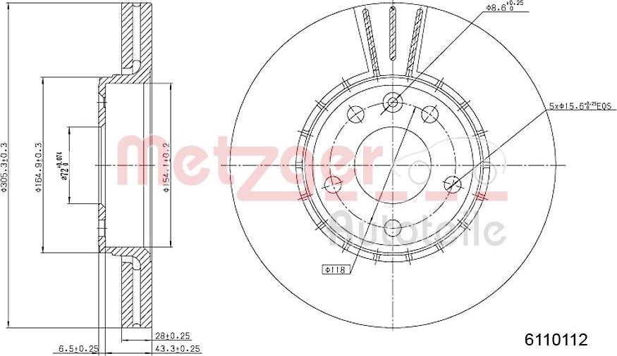 Metzger 6110112 - Спирачен диск vvparts.bg