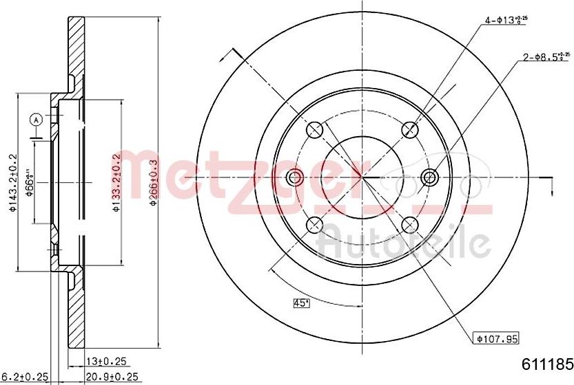 Metzger 6110185 - Спирачен диск vvparts.bg