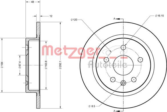 Metzger 6110188 - Спирачен диск vvparts.bg