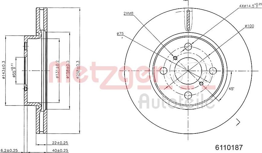 Metzger 6110187 - Спирачен диск vvparts.bg