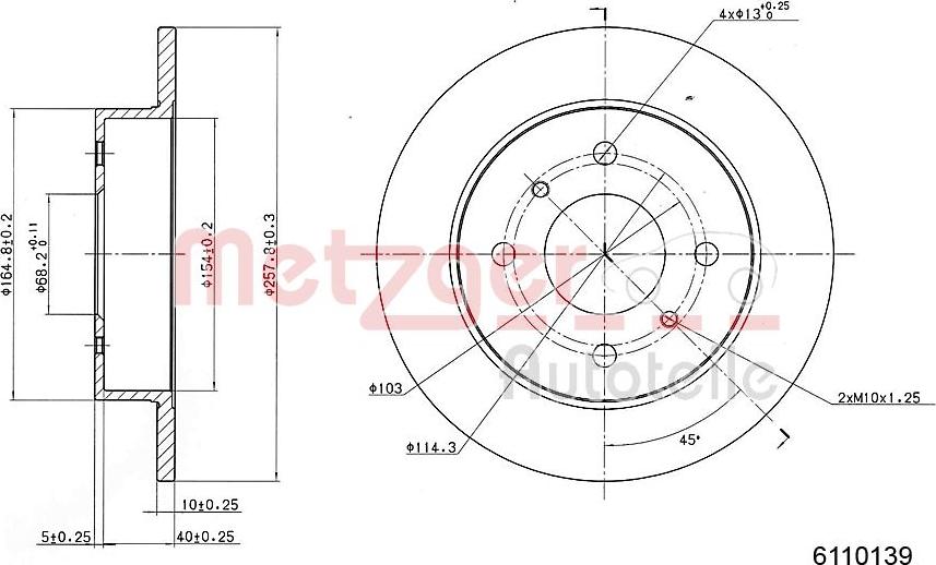 Metzger 6110139 - Спирачен диск vvparts.bg