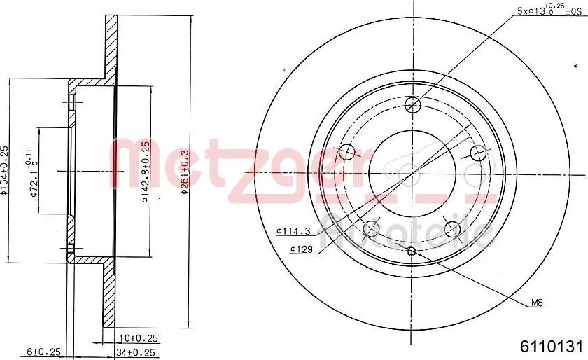 Metzger 6110131 - Спирачен диск vvparts.bg