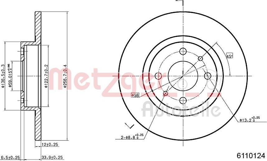 Metzger 6110124 - Спирачен диск vvparts.bg