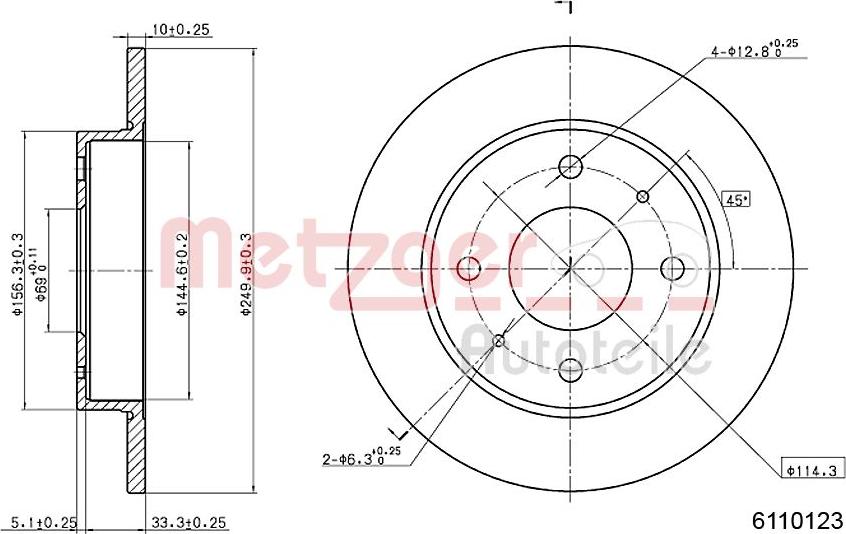 Metzger 6110123 - Спирачен диск vvparts.bg