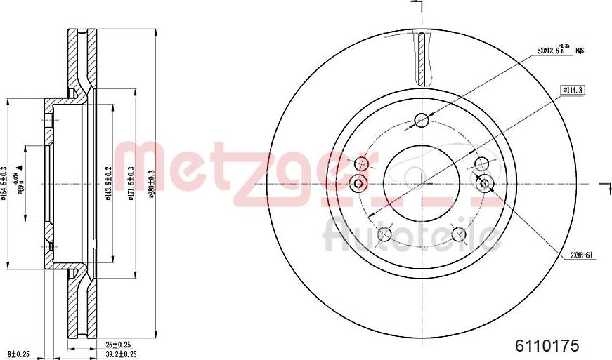 Metzger 6110175 - Спирачен диск vvparts.bg