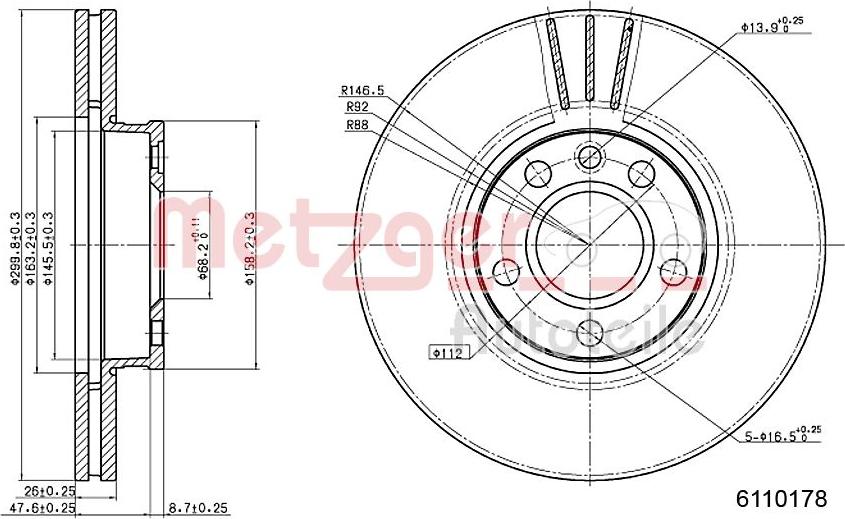 Metzger 6110178 - Спирачен диск vvparts.bg