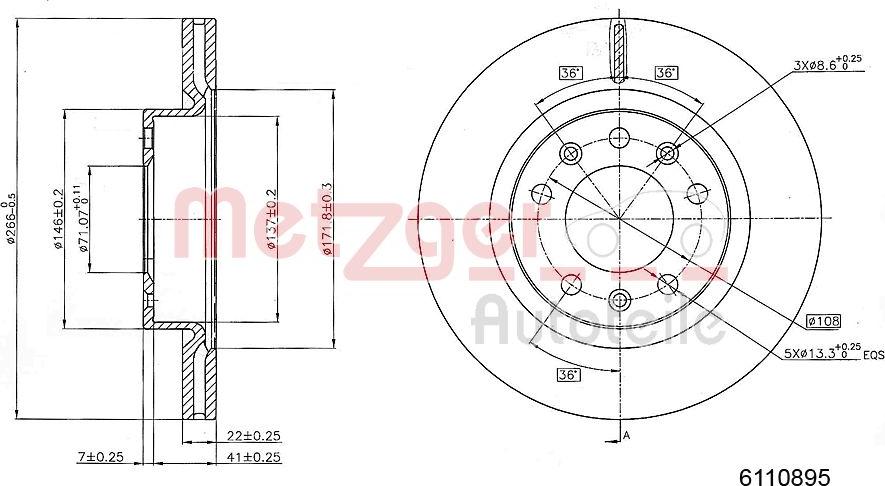 Metzger 6110895 - Спирачен диск vvparts.bg