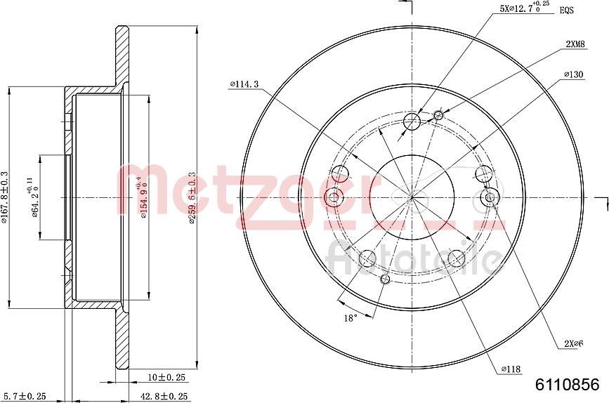 Metzger 6110856 - Спирачен диск vvparts.bg