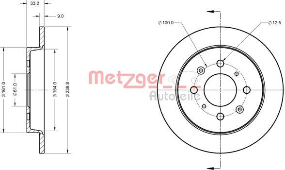 Metzger 6110857 - Спирачен диск vvparts.bg